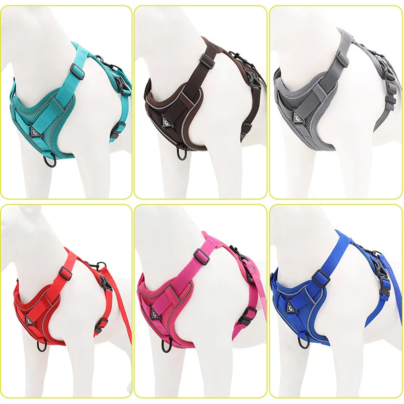No Pull Dog Harness and Leash Set Adjustable Pet Harness Vest for Small Dogs Cats Reflective Mesh Dog Chest Strap French Bulldog